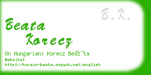 beata korecz business card